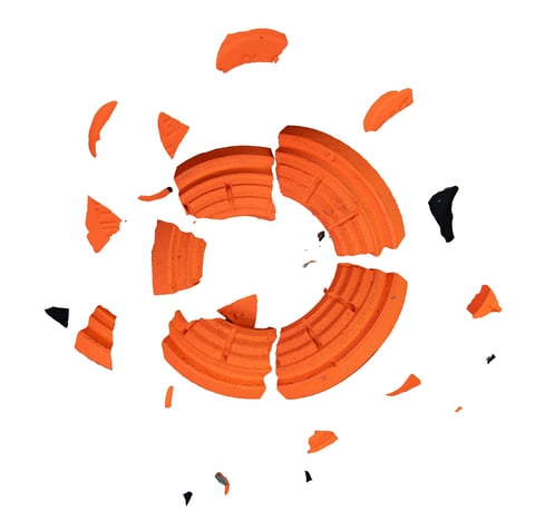 Busted clay pigeon target